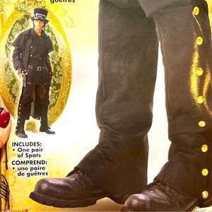 BLack BOOT Covers SPATS PIRATE Gold Button  COLONIAL RENAISSANCE COSTUME 1 Size